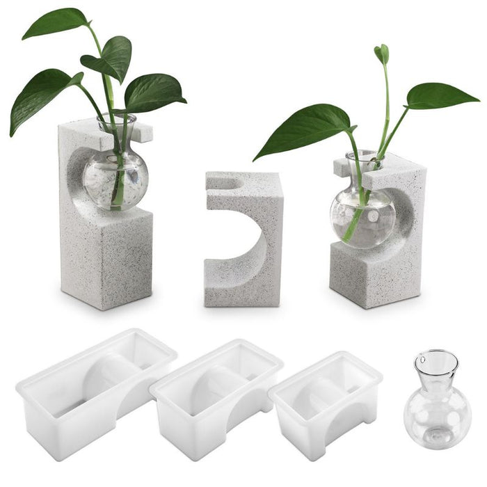 Rectangular Hydroponic Plant Vase Resin Mold Set