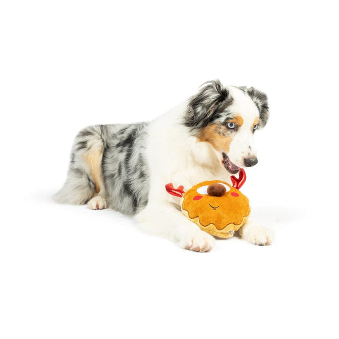 Huxley & Kent Dog Toys Reindeer Cookie Christmas Holiday Plush Squeaky Dog Toy (Double Sided) - 2 Sizes