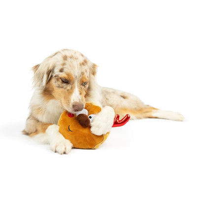 Huxley & Kent Dog Toys Reindeer Cookie Christmas Holiday Plush Squeaky Dog Toy (Double Sided) - 2 Sizes