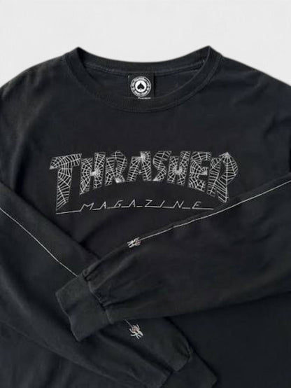 Remera Thrasher Long Sleeve Web Negro