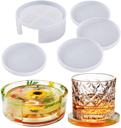 Resin Coaster Silicone Molds, 4 Pcs Coaster Molds for Resin Casting