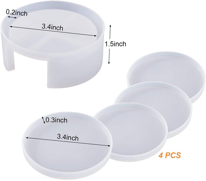 Resin Coaster Silicone Molds, 4 Pcs Coaster Molds for Resin Casting