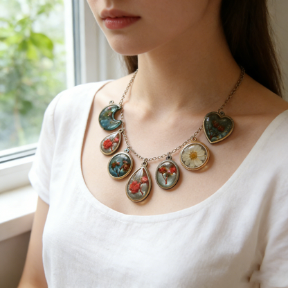 Resin Necklace Jewelry Mold with Built-In Pendant Bezel