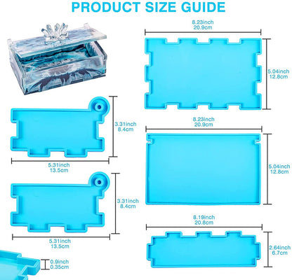 Resin Rectangle Box Mold Large Storage Container with Lid Set Mould for Casting