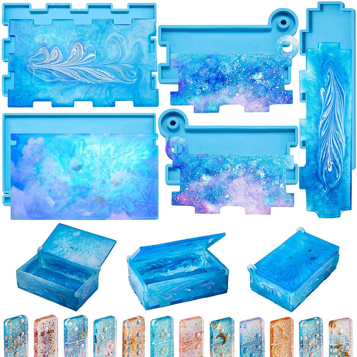 Resin Rectangle Box Mold Large Storage Container with Lid Set Mould for Casting