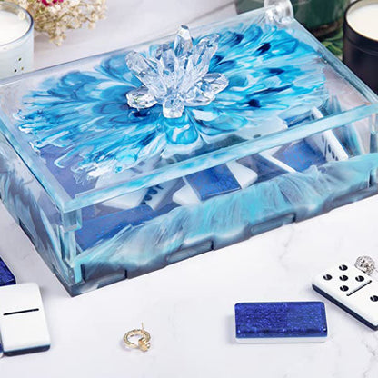 Resin Rectangle Box Mold Large Storage Container with Lid Set Mould for Casting