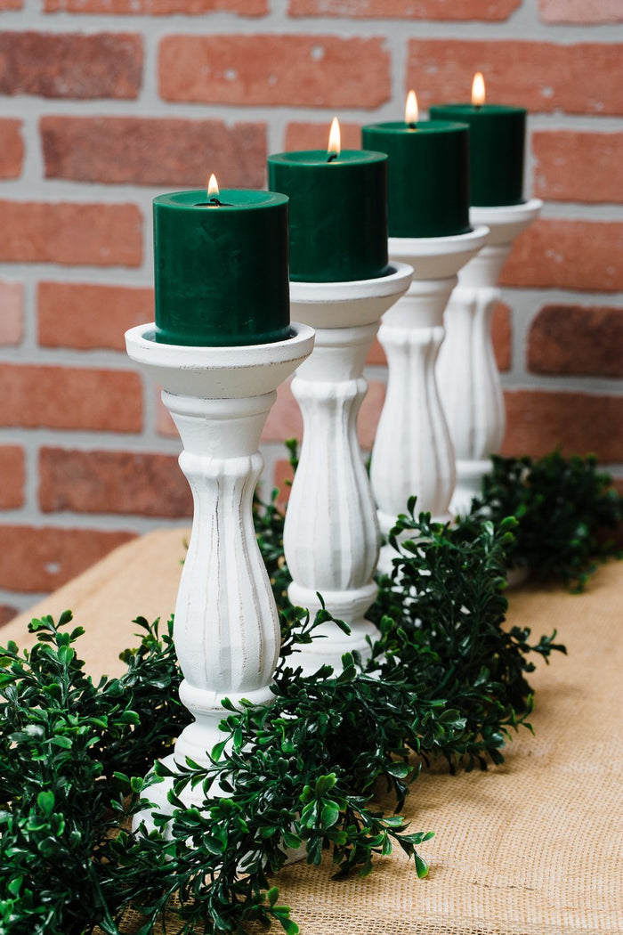 Richland Pillar Candles 3"x3" Dark Green Set of 24