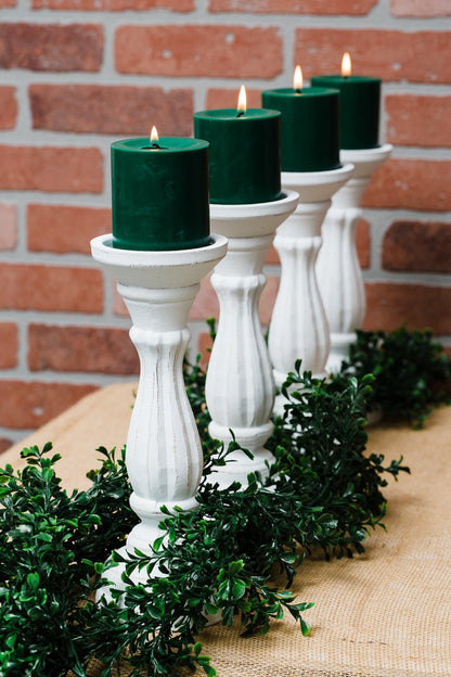Richland Pillar Candles 3"x3" Dark Green Set of 24