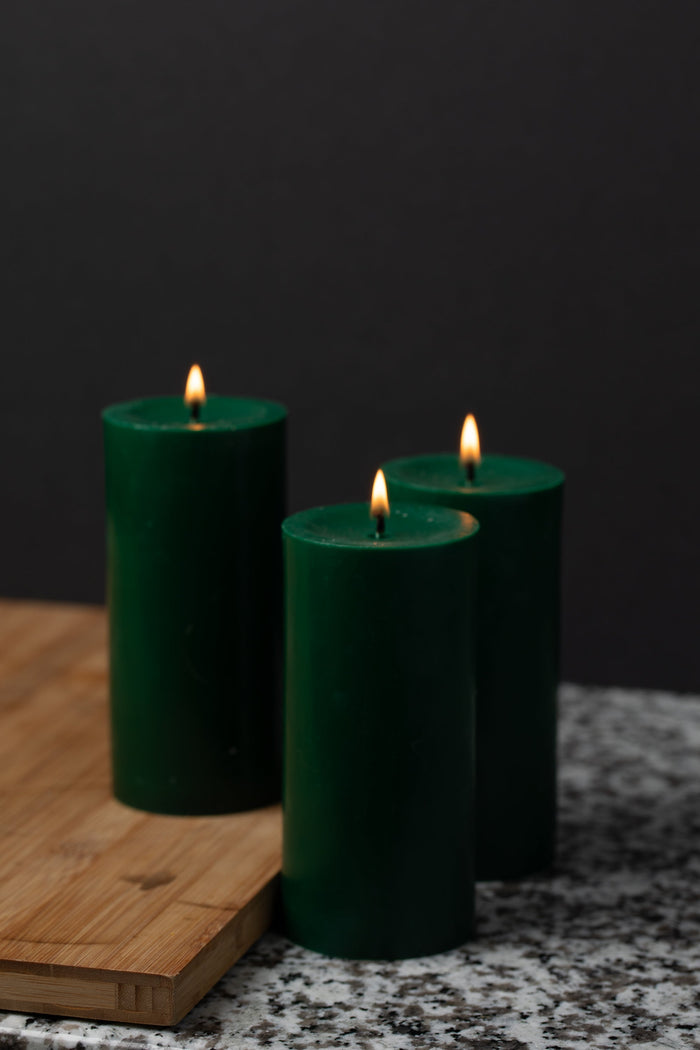 Richland Pillar Candle 3"x6" Dark Green