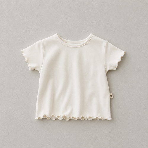 RUFFLED T-SHIRT - CREMA