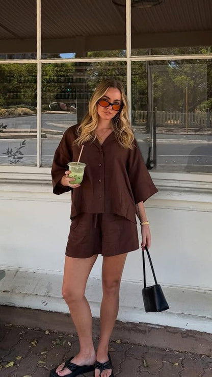 Luna Button Up Shirt - Chocolate
