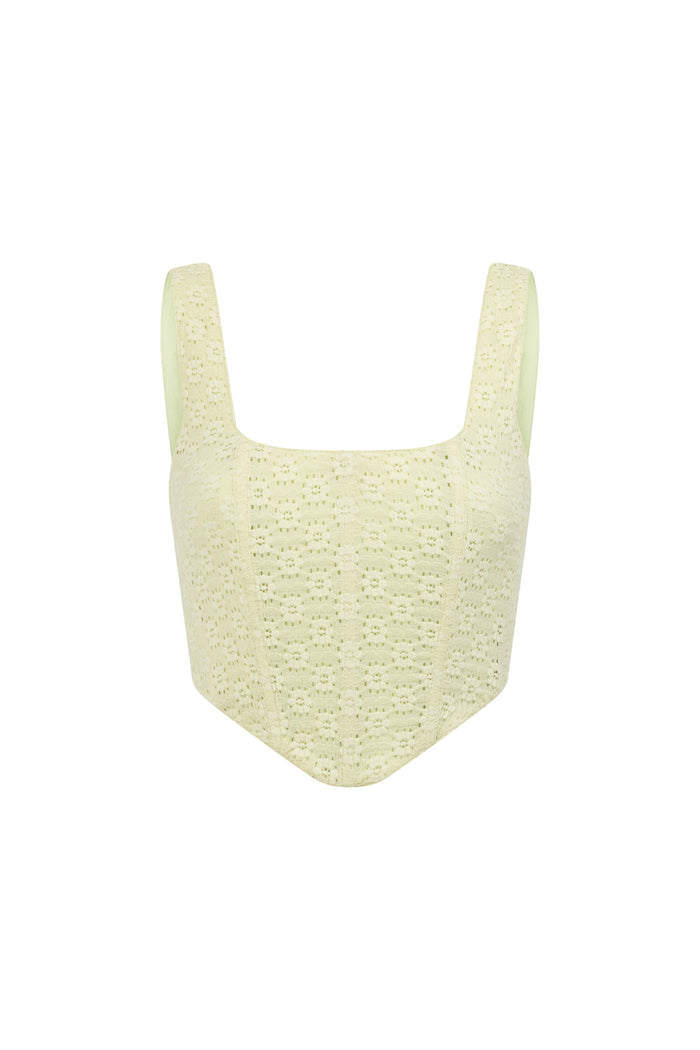 SAMPLE-Jhoselle Lace Up Top - Green