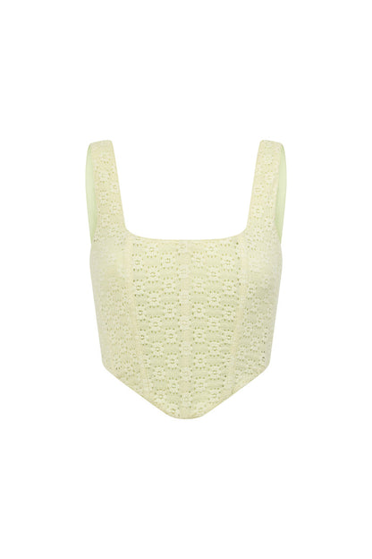 SAMPLE-Jhoselle Lace Up Top - Green