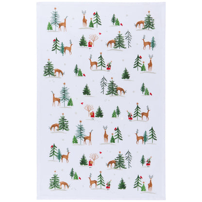 Santa's Reindeer Christmas Dishtowel