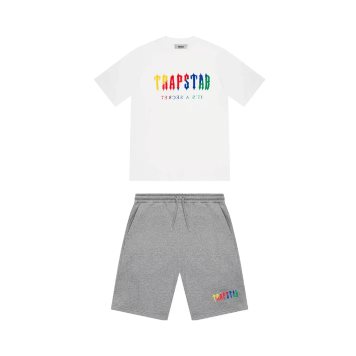 Set Trapstar Chenille Decoded Short Set White Grey Candy TRAPSTAR Dresy