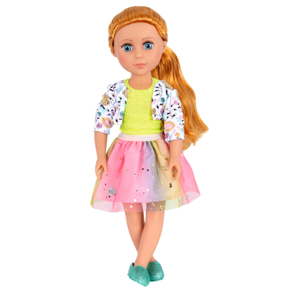 Outfit with glitter shoes for 14-inch doll
