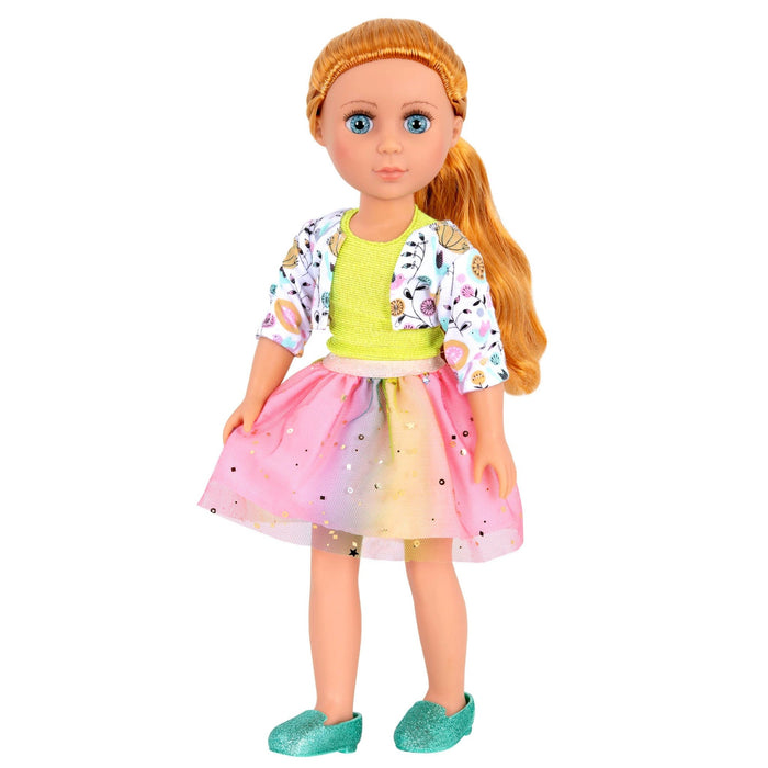 Outfit with glitter shoes for 14-inch doll