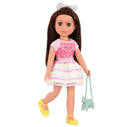Rainbow floral dress for 14-inch doll