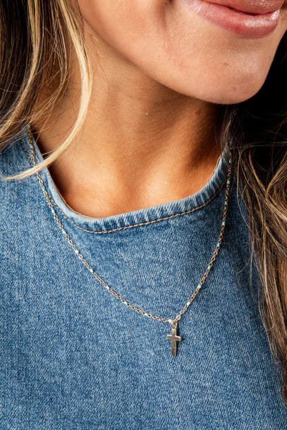 Ayla Mint Cross Charm Necklace