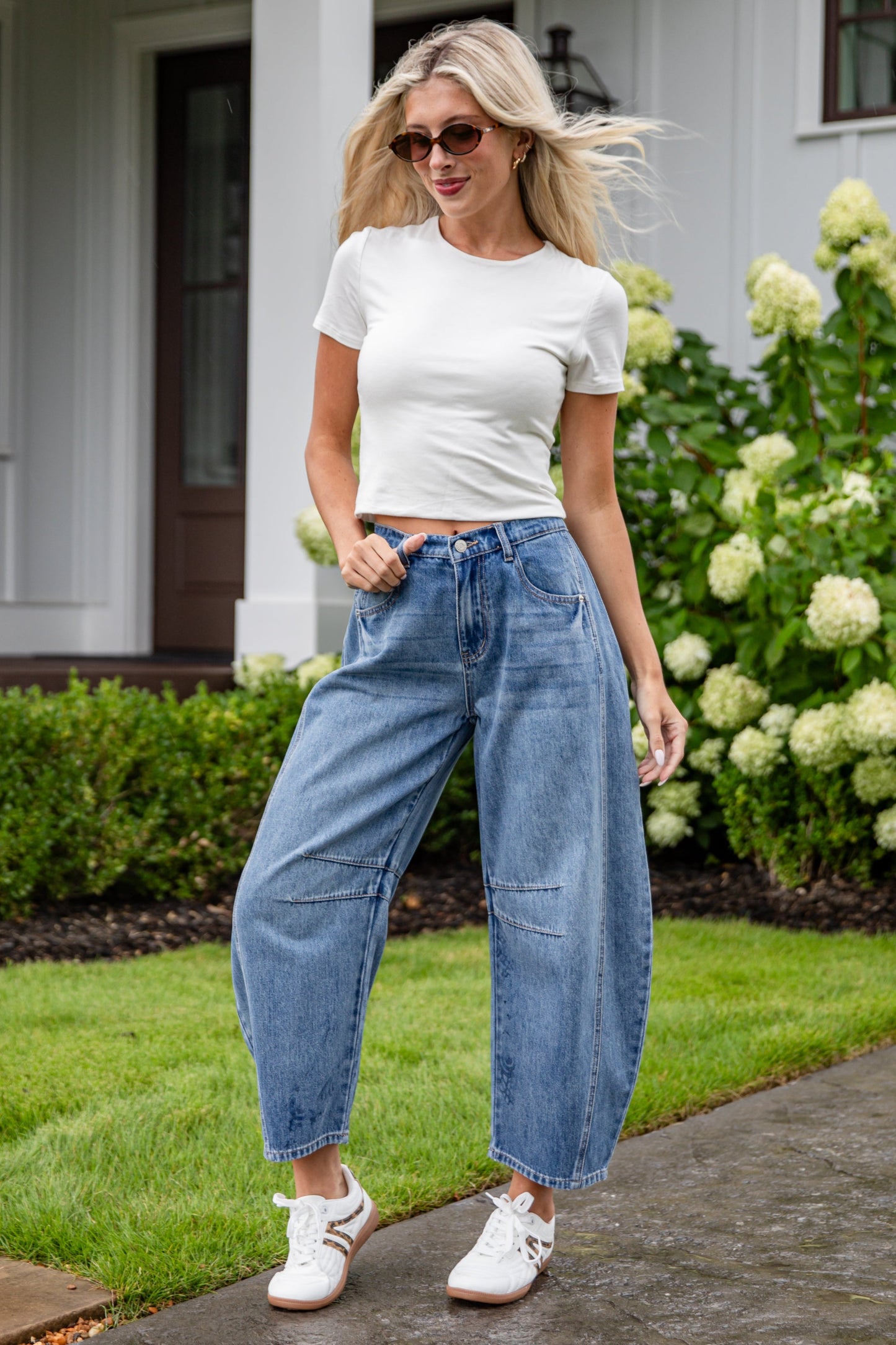Cassidy Medium Wash High-Rise Barrel Jeans