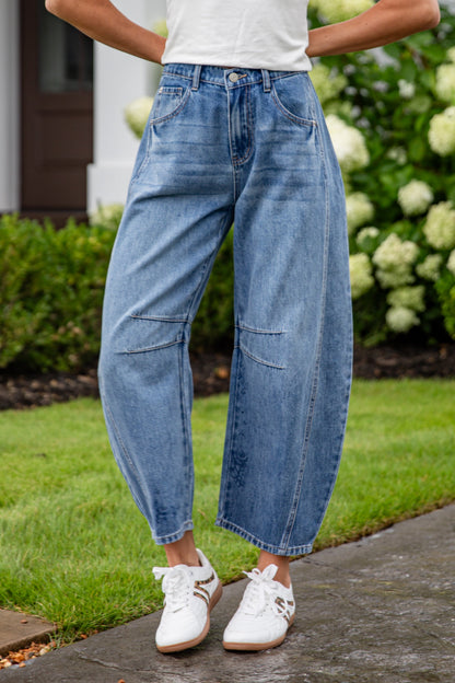 Cassidy Medium Wash High-Rise Barrel Jeans