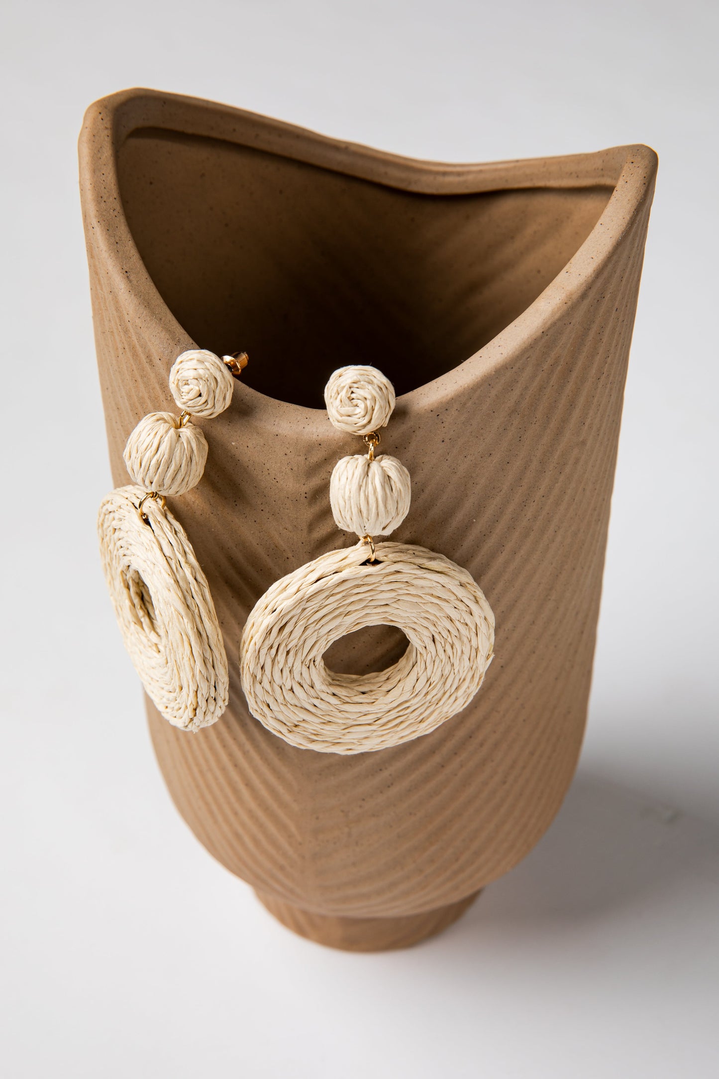 Calla Woven Beige Drop Earrings