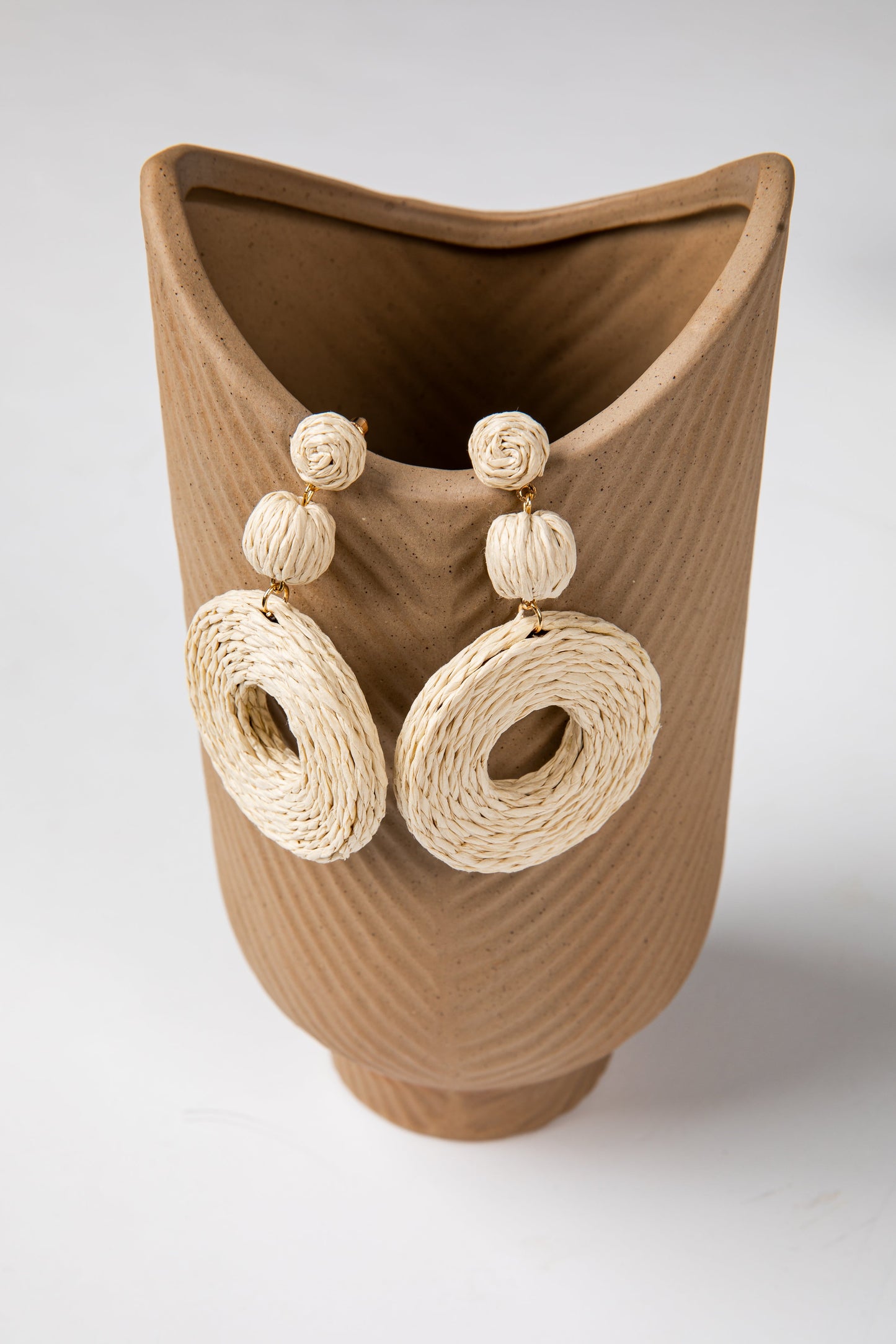 Calla Woven Beige Drop Earrings