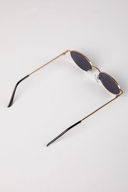 Downtown Edge Gold Oval Sunglasses