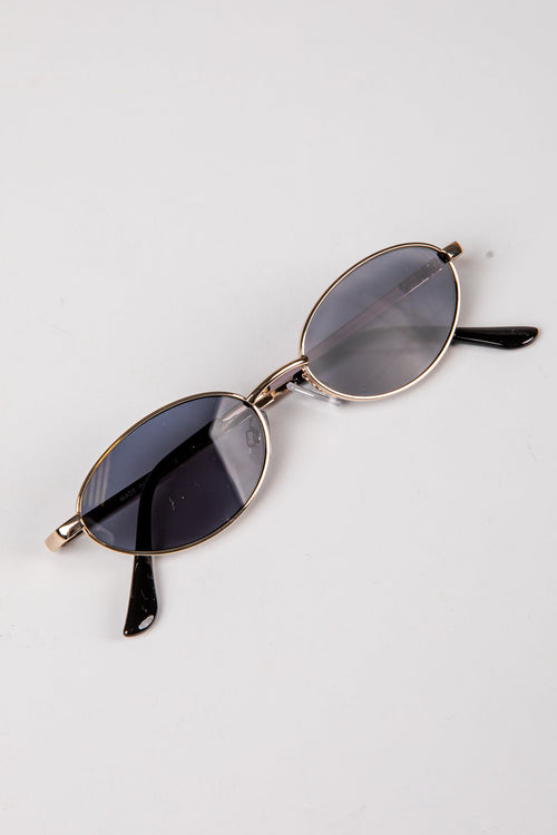 Downtown Edge Gold Oval Sunglasses