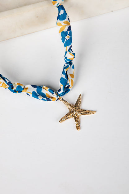 Delaney Seaside Knot Blue Bandana Necklace