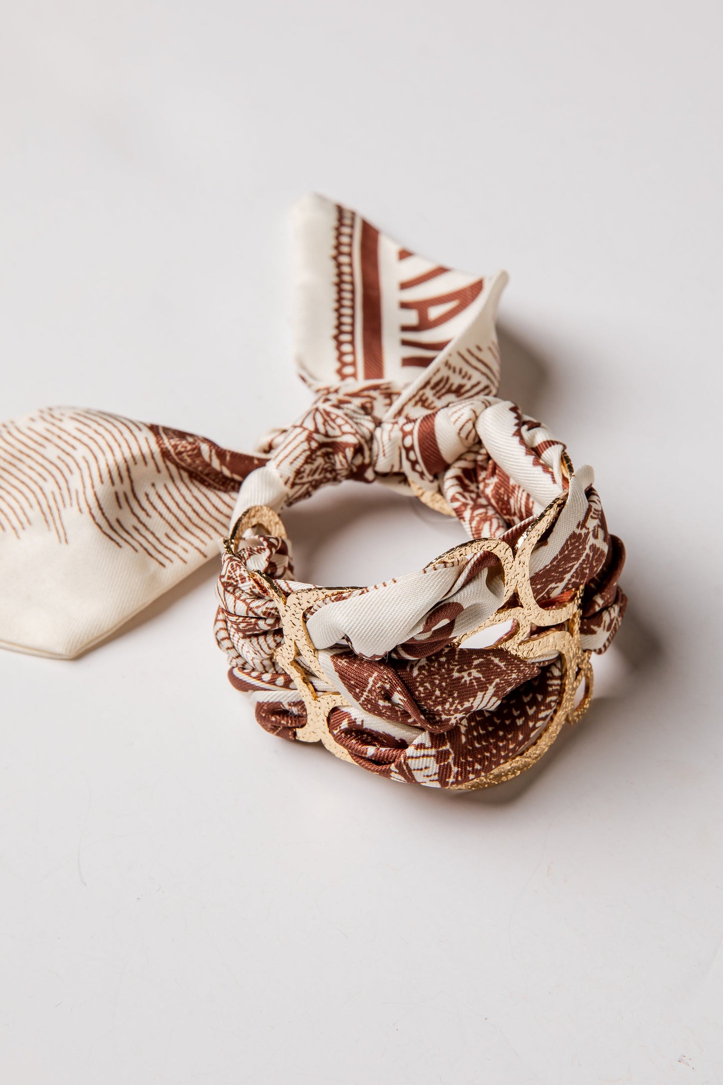 Adeline Quatrefoil Gold Bangle Scarf Bracelet