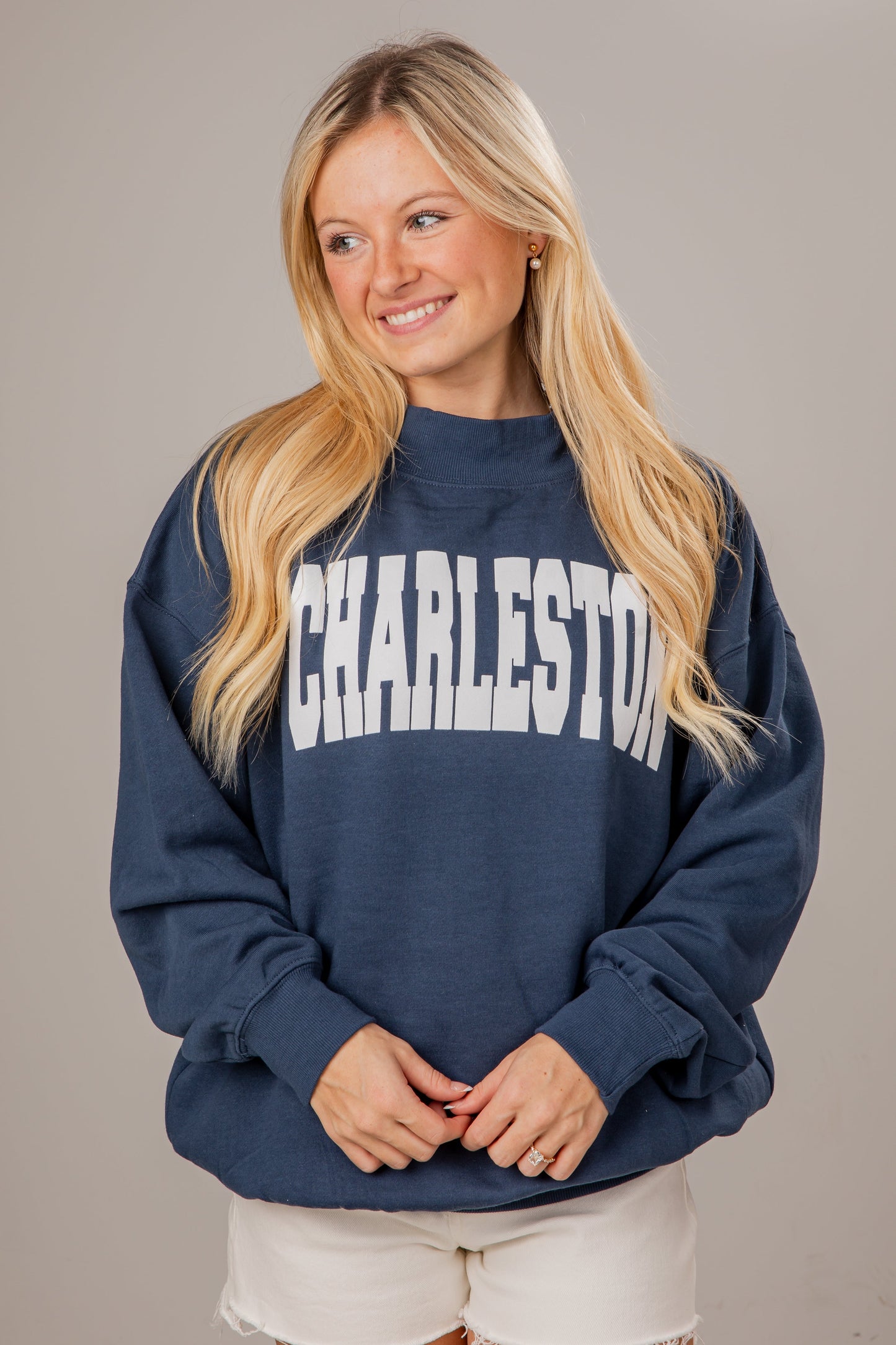 Charleston Navy Mockneck Sweatshirt