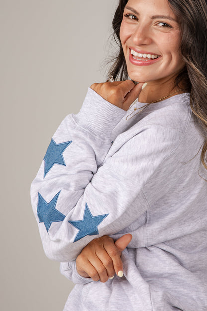 Atlanta Star Denim Patch Heather Grey Sweatshirt