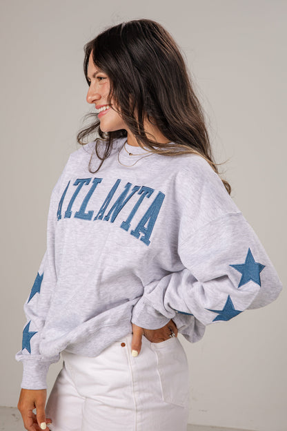 Atlanta Star Denim Patch Heather Grey Sweatshirt