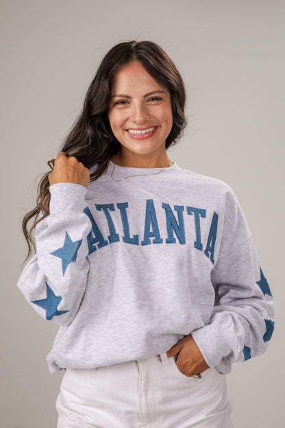 Atlanta Star Denim Patch Heather Grey Sweatshirt