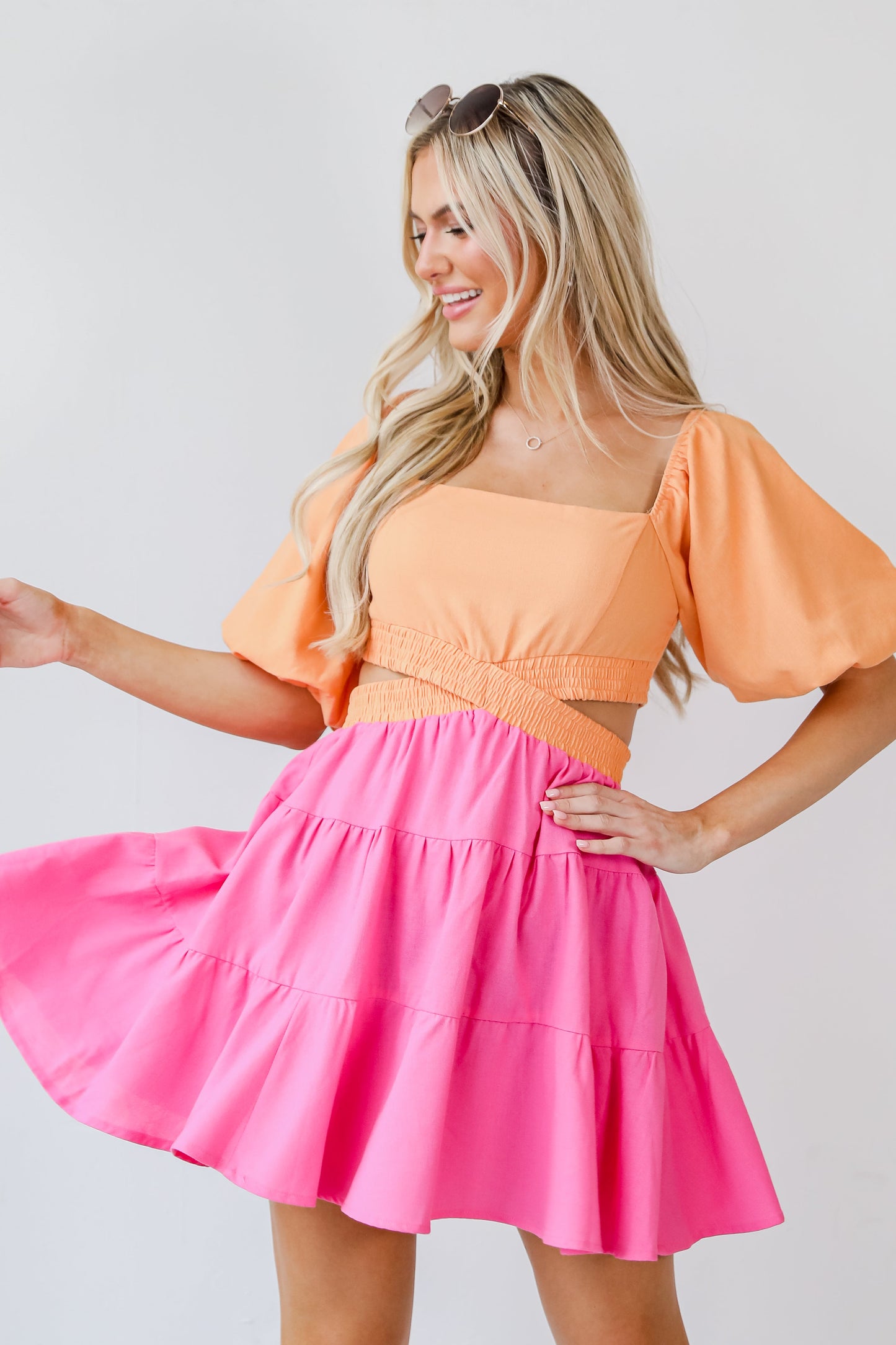 Be Bold Color Block Cutout Mini Dress
