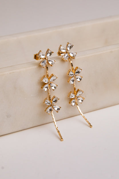 Blakely Bloom Gold Crystal Drop Earrings