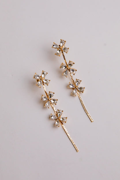 Blakely Bloom Gold Crystal Drop Earrings
