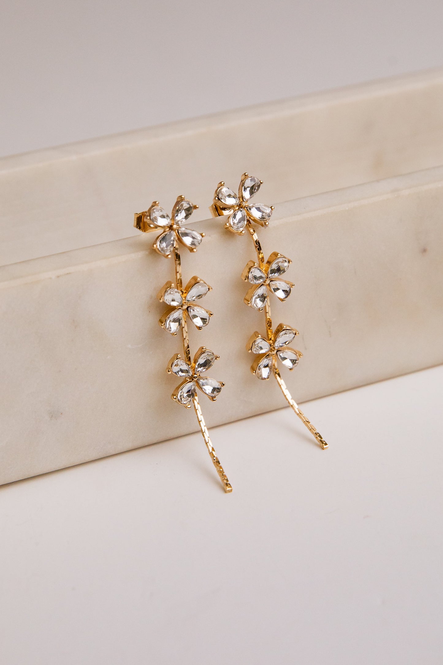Blakely Bloom Gold Crystal Drop Earrings