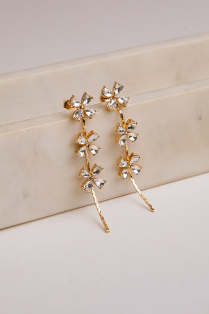 Blakely Bloom Gold Crystal Drop Earrings