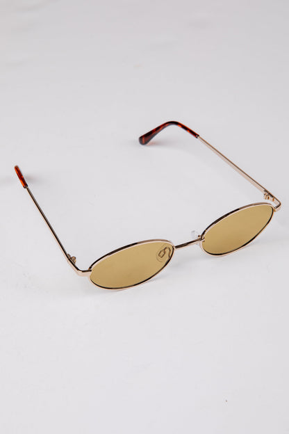 Downtown Edge Gold Oval Sunglasses