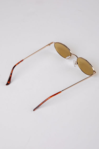 Downtown Edge Gold Oval Sunglasses