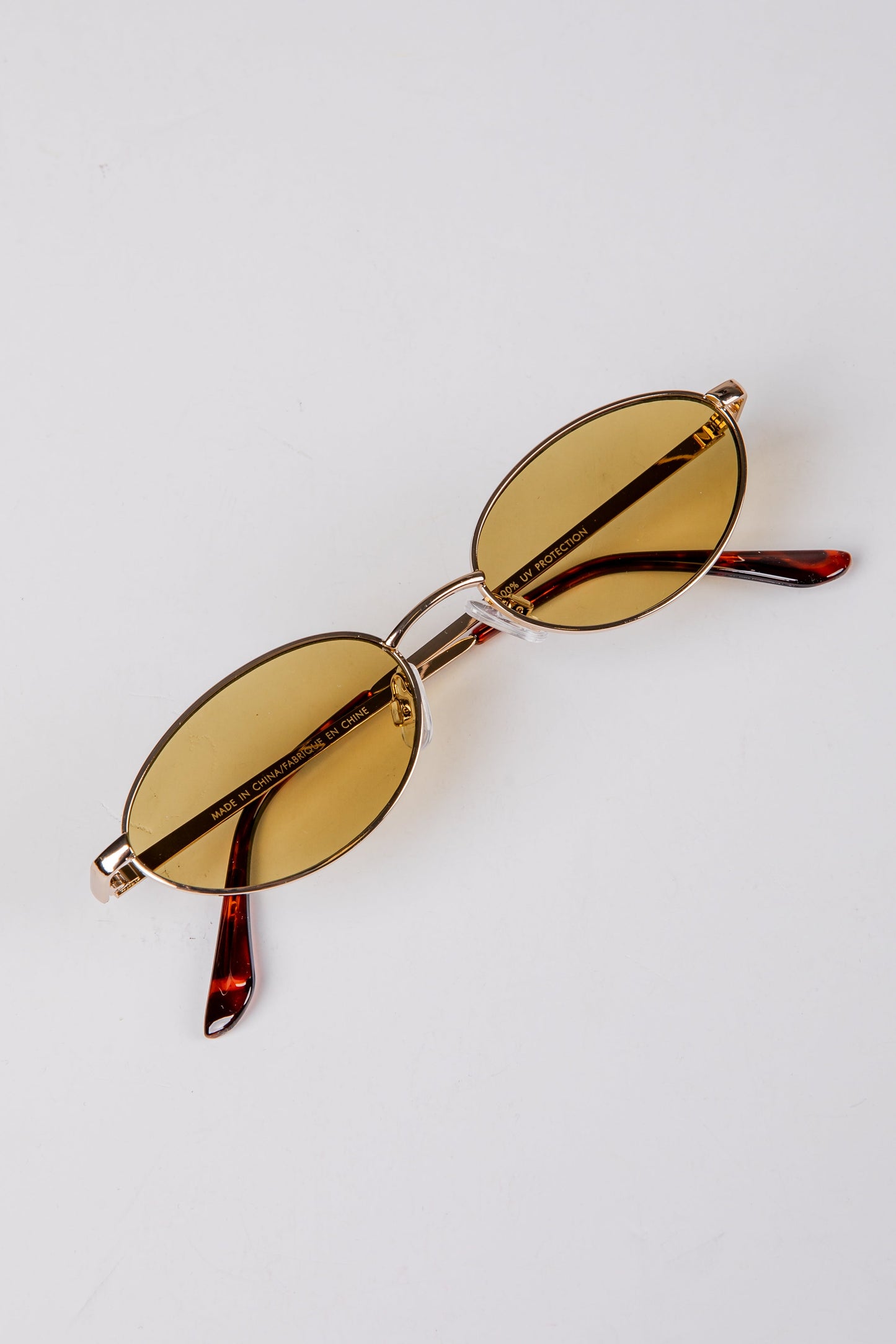 Downtown Edge Gold Oval Sunglasses