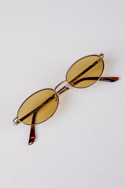 Downtown Edge Gold Oval Sunglasses