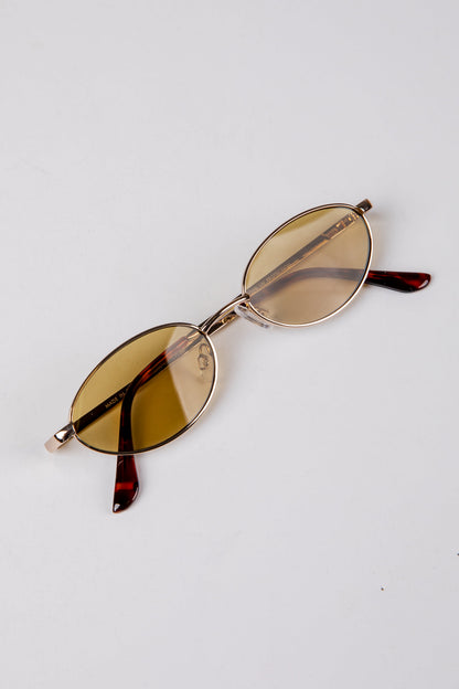 Downtown Edge Gold Oval Sunglasses