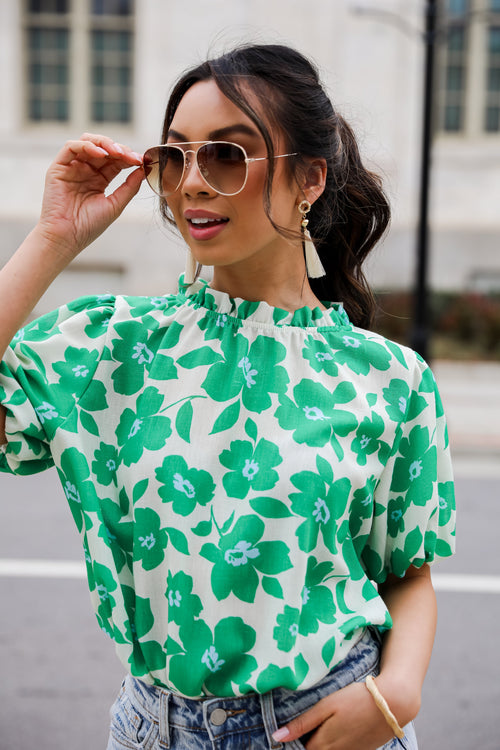 Embrace The Aesthetic Green Floral Blouse