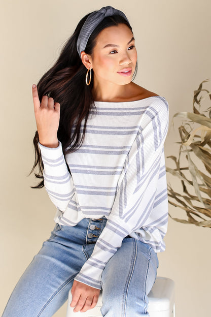 Cabin Cozies Ivory Striped Knit Top