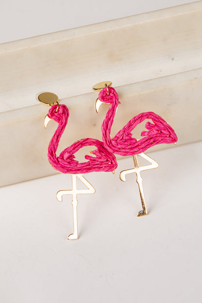 Delilah Flamingo Hot Pink Drop Earrings