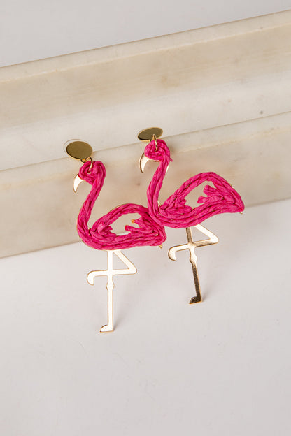 Delilah Flamingo Hot Pink Drop Earrings