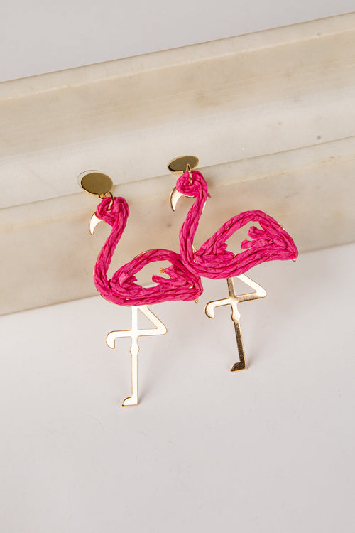 Delilah Flamingo Hot Pink Drop Earrings
